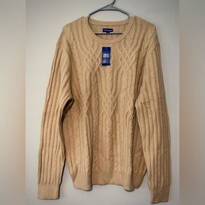 Club Room Men's Cable-Knit Crewneck Sweater in Tan